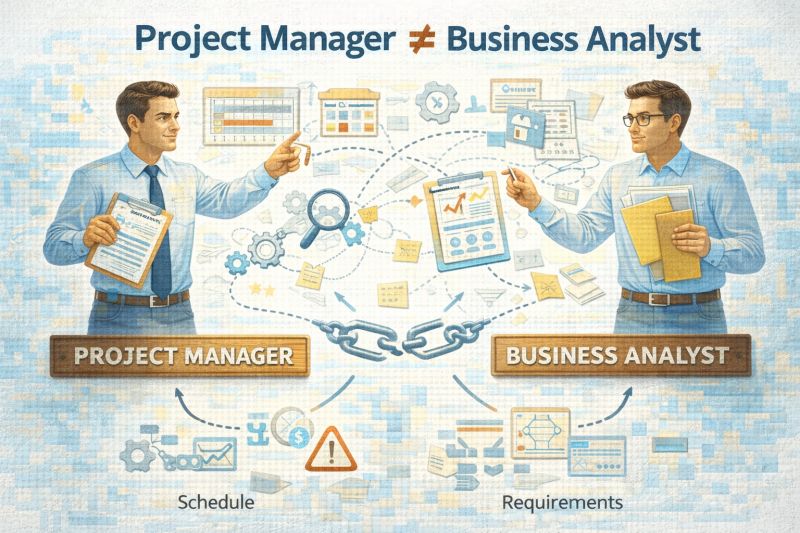 𝗪𝗵𝘆 𝗣𝗿𝗼𝗷𝗲𝗰𝘁 𝗠𝗮𝗻𝗮𝗴𝗲𝗿 𝗮𝗻𝗱 𝗕𝘂𝘀𝗶𝗻𝗲𝘀𝘀 𝗔𝗻𝗮𝗹𝘆𝘀𝘁 𝗥𝗼𝗹𝗲𝘀 𝗦𝗵𝗼𝘂𝗹𝗱 𝗡𝗼𝘁 𝗕𝗲 𝘁𝗵𝗲 𝗦𝗮𝗺𝗲